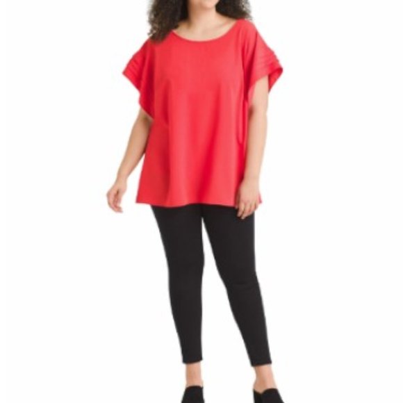 NWOT City Chic Berry Red Bell Sleeve Tunic Size 20 - Picture 3 of 10